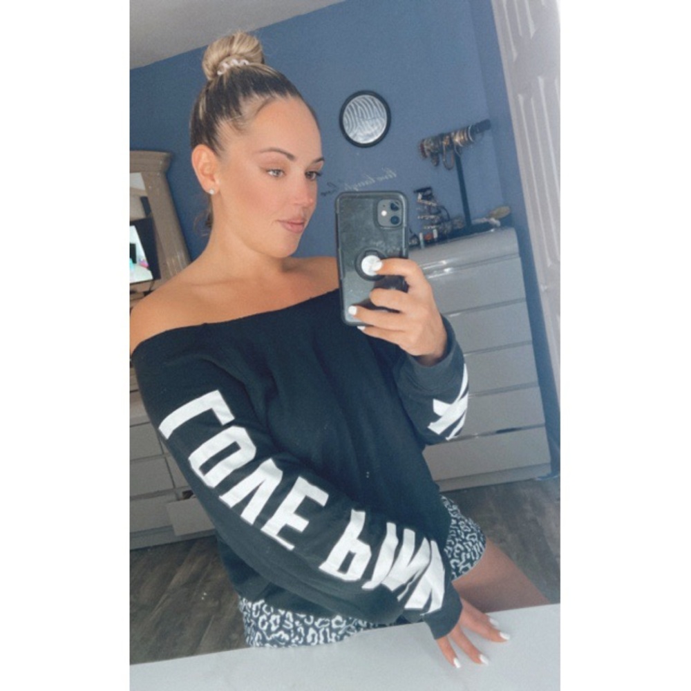 Oversized off the shoulder PINK sweatshirt